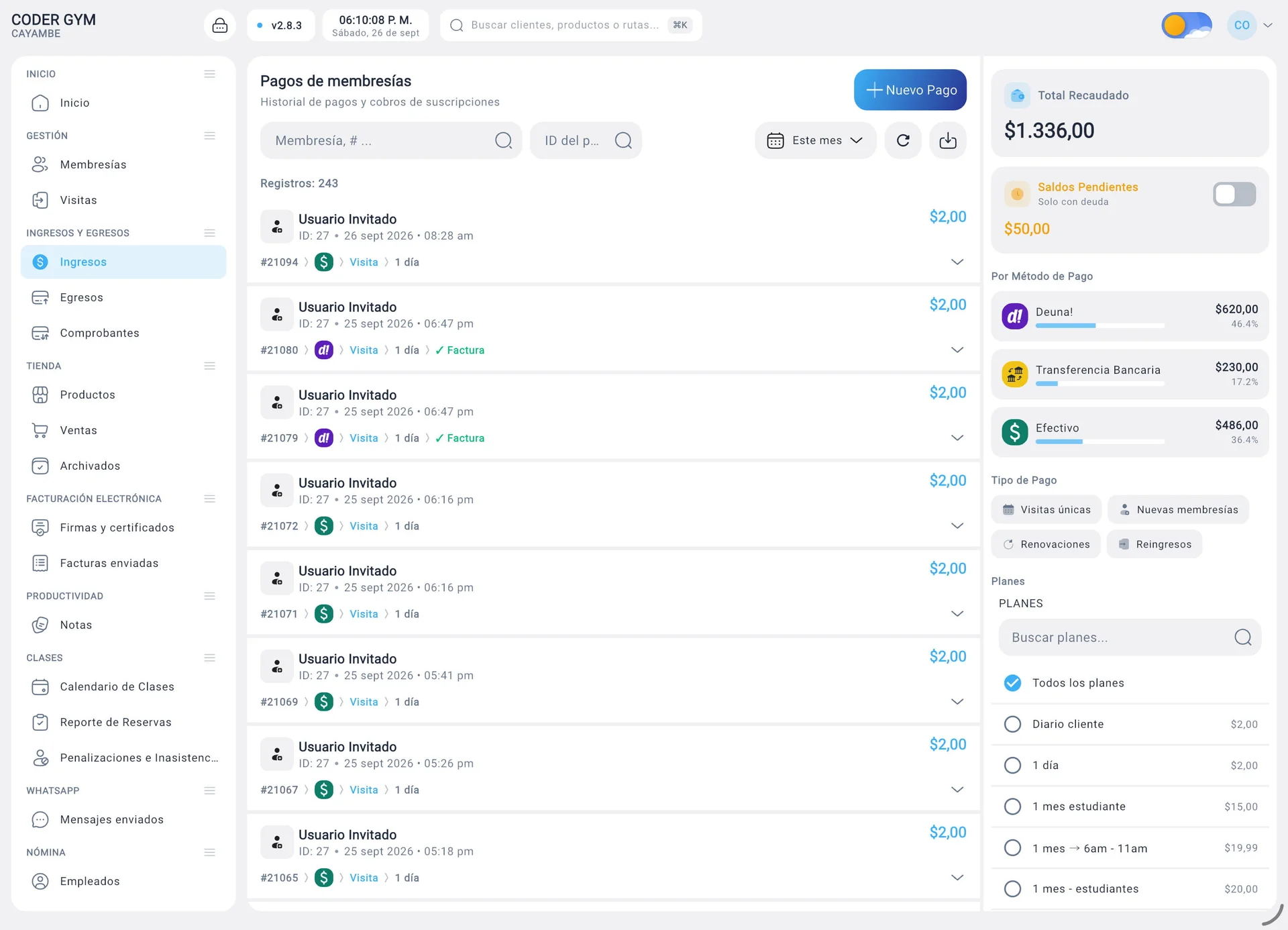 Gestión de pagos y finanzas en init fit